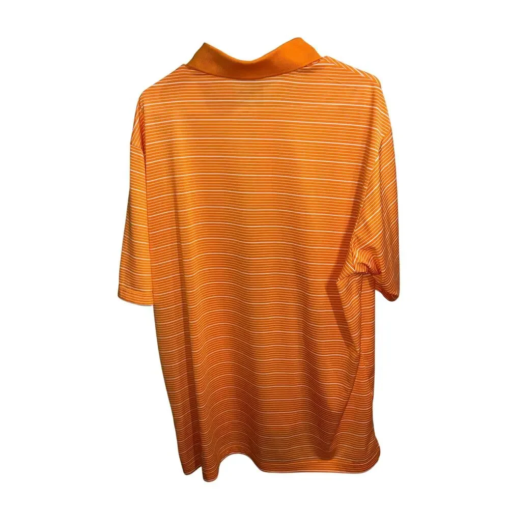 Orange Adidas Clima Lite Striped Golf Polo Shirt XL